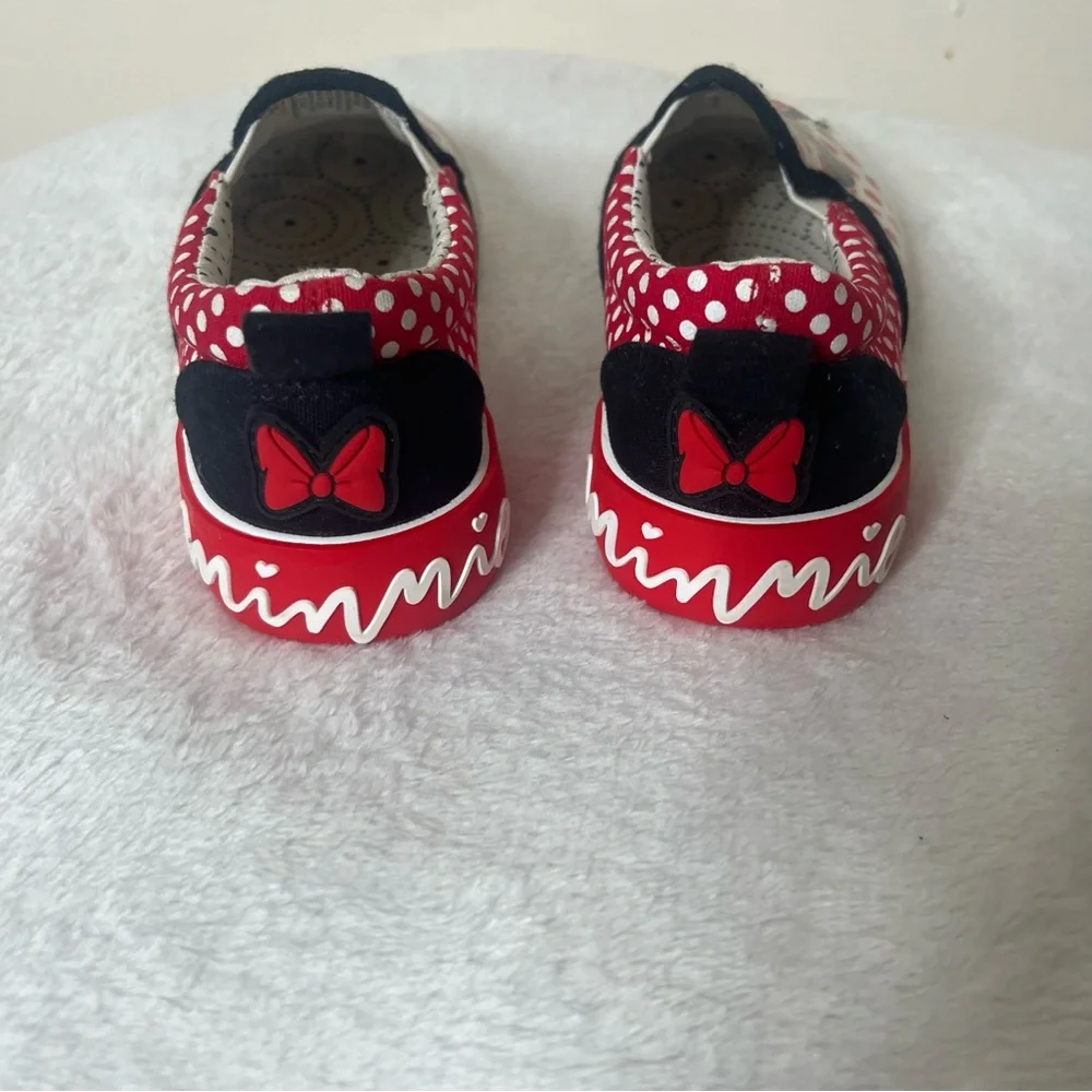 Disney Minnie Mouse‎ Red White Black Canvas Slip On Sneakers Sz 13